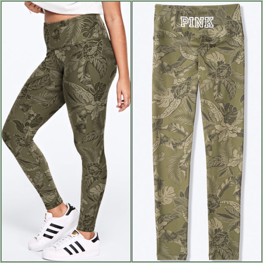 VS PINK HIGH WAIST COTTON LEGGINGS TROPICAL FLORAL